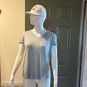 Pink Rose Light Blue Gray V-Neck Tee